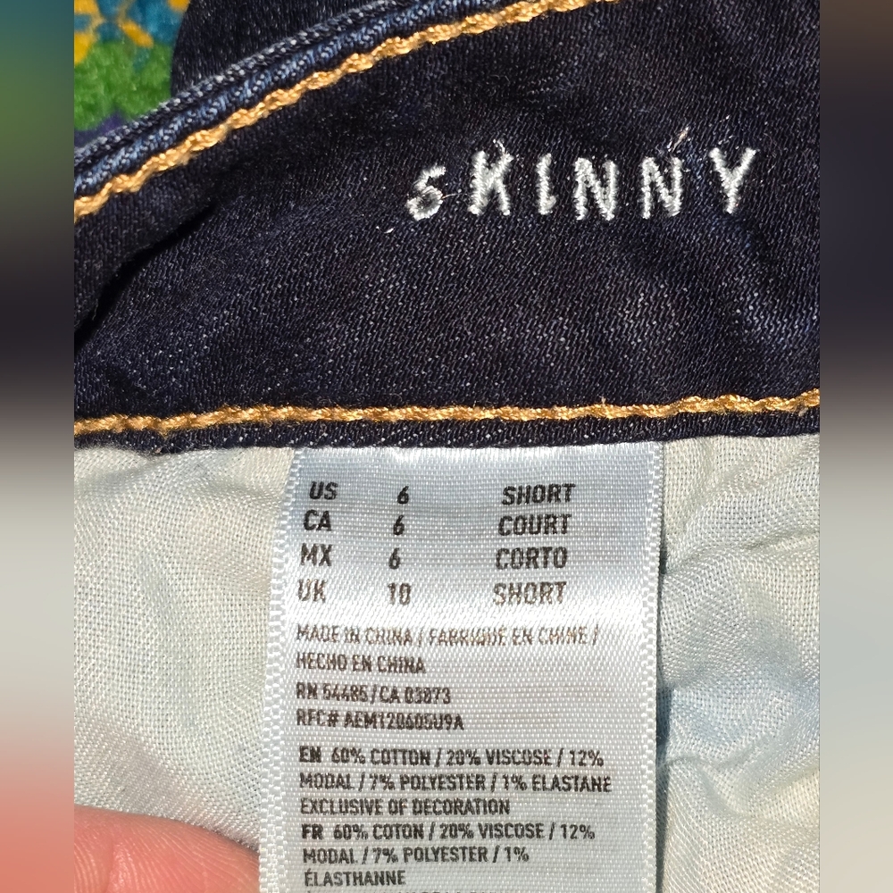 American Eagle Skinny Jeans‎ super stretch size 6S dark blue wash - Picture 3 of 8